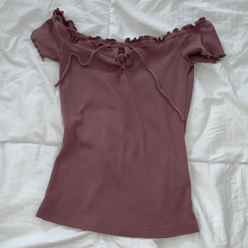 Aéropostale purple ribbed off the shoulder top